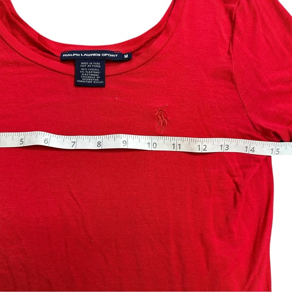 Ralph Lauren Sport Red Long Sleeve Scoop Neck Top Women’s Medium - Picture 4 of 5